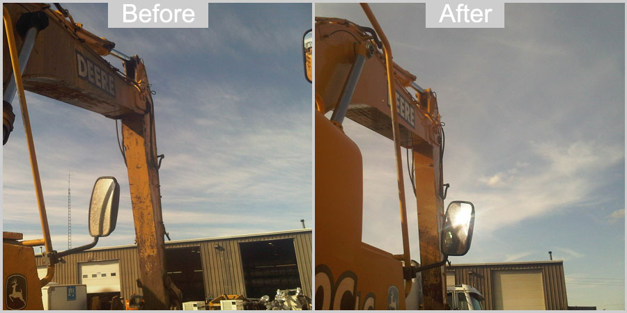 Heavy Equipment Pressure Washing - Hoe Equipment Before and After